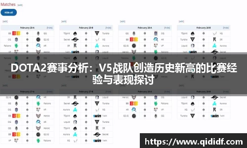 DOTA2赛事分析：V5战队创造历史新高的比赛经验与表现探讨
