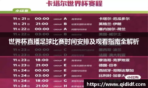 世界杯直播足球比赛时间安排及观看指南全解析